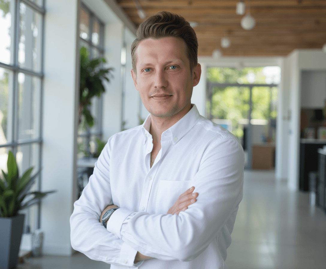 Igor Baum, Gründer von webbaum, in seinem Büro